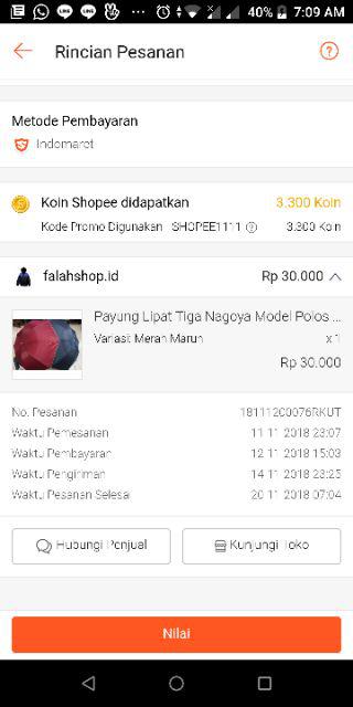 Payung Lipat Tiga Nagoya Model Polos Lapis Silver Dalam Anti Radiasi Matahari/ultraviolet