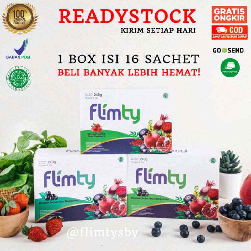 

FLIMTY= Minuman kesehatan serbuk rasa Blackcurrant