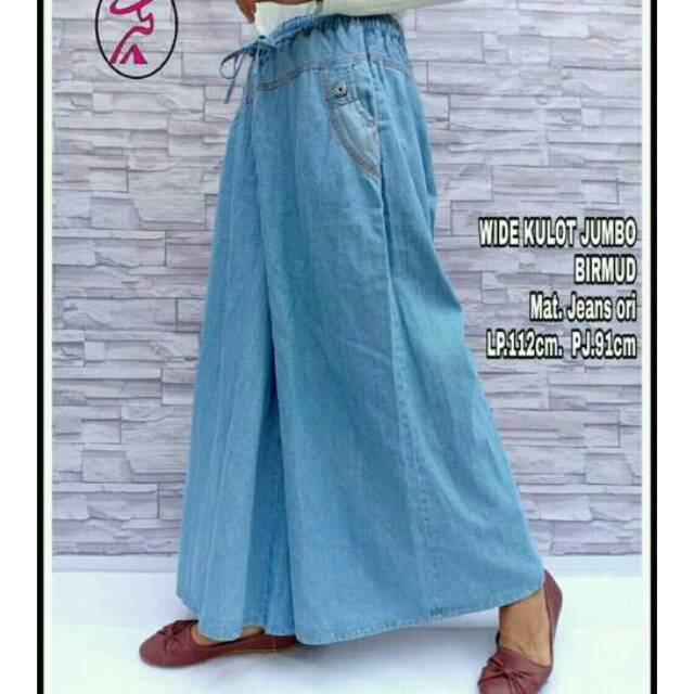 Mjeans Style | Kulot Jeans Jumbo Wanita Premium Big Size Pinggang Elastis Cullote Jins Perempuan Pan