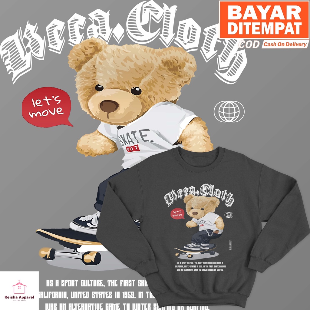 JAKET SWEATER TEDDY BEAR SKATE SERIES SWEATER DISTRO PRIA WANITA