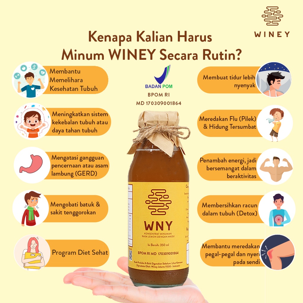 WNY | MENGATASI BATUK, PILEK, RADANG TENGGOROKAN | Winey Healthy Drink | BPOM | HALAL | BERGARANSI