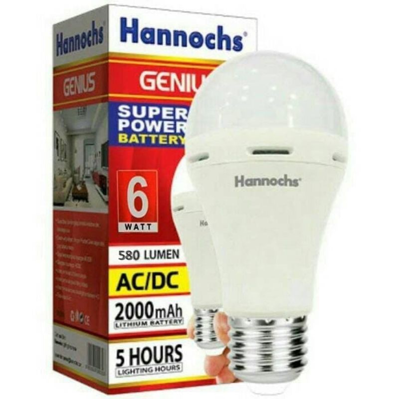 Bohlam LED Emergency AC/DC Hannochs Genius 6W/8W/10W/12W/15W