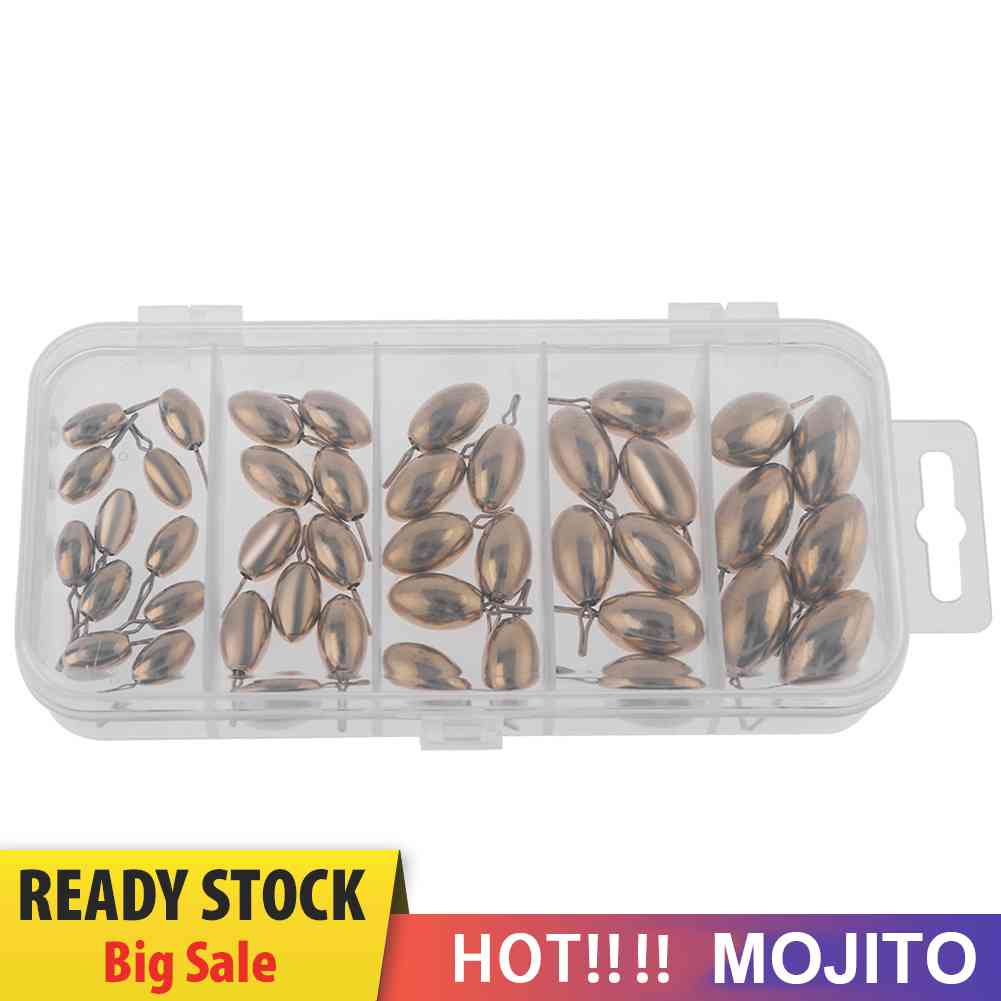 42pcs Pemberat Pancing Bentuk Oval Bahan Tembaga 1.8g 3.5g 5g 7g 10g