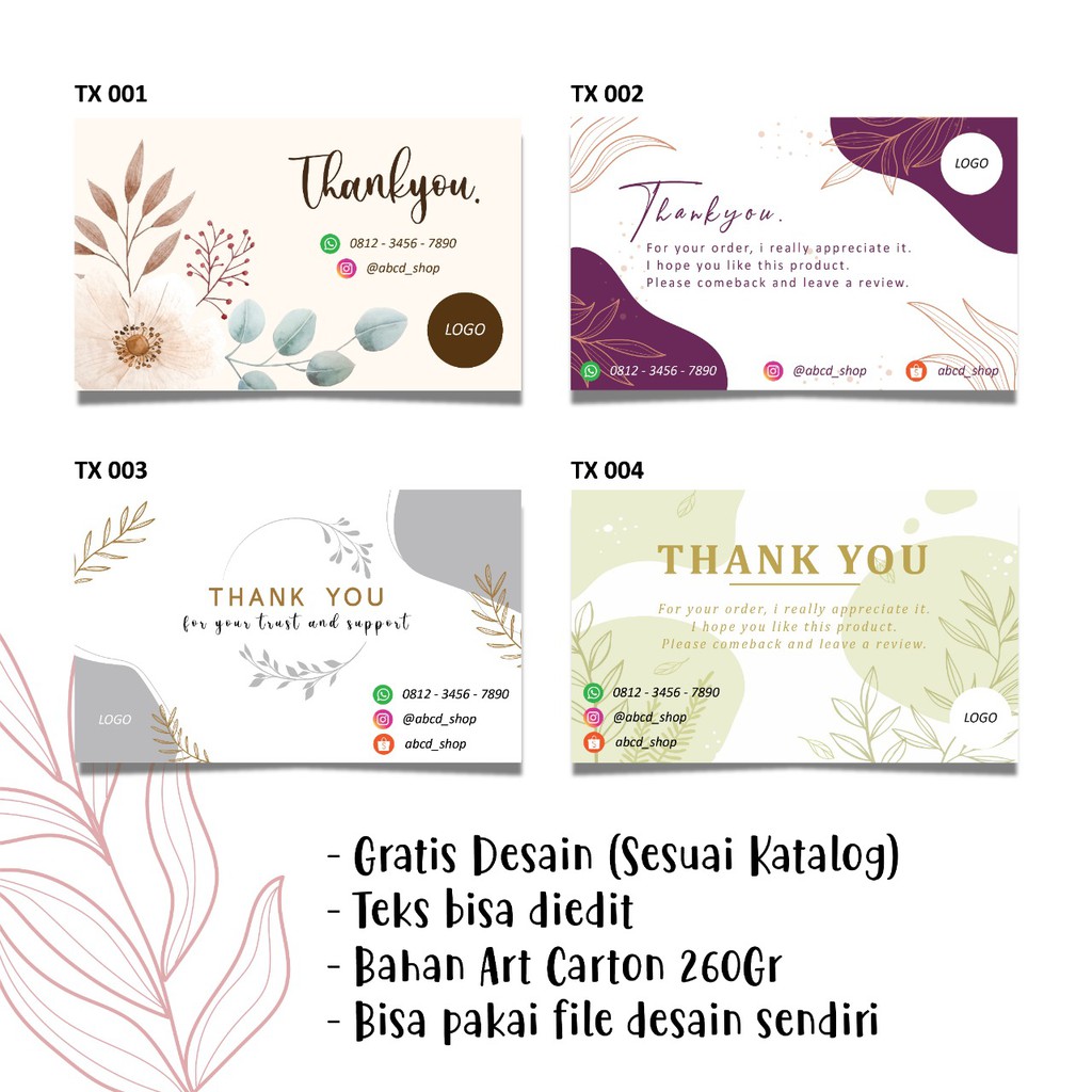 

THANK YOU CARD - THANKS CARD - KARTU UCAPAN OLSHOP