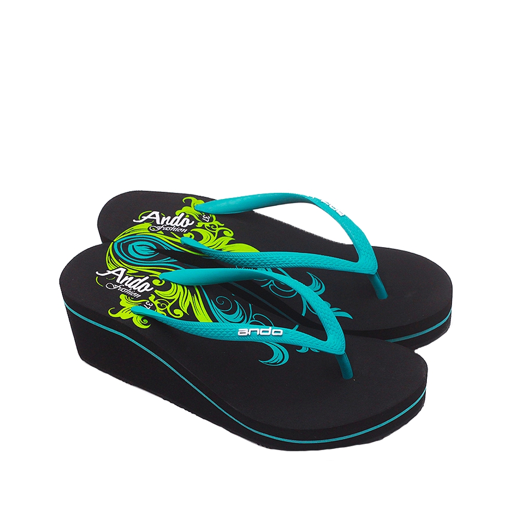 Ando Sandal Jepit Wedges Casual Wanita Maura HAK 6 CM Size 36-40