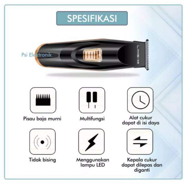 ALAT CUKUR RAMBUT SALON HAIR CLIPPER 3 IN 1 PROFESIONAL TAJAM  CORDLESS limei USB POWERBANK