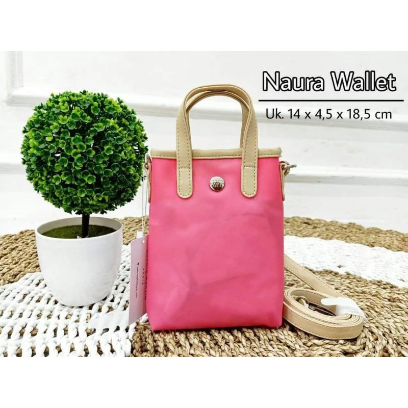 Naura Sling Bag Phone By Sophie Paris || Promo Tas Dompet HP Tali Panjang Wanita Pink