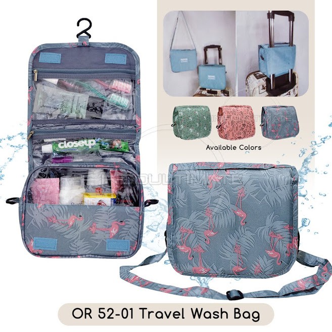 tas Travel Organizer Pouch+ tali panjang tas kosmetik Peralatan Mandi Organizer Gantung Toilet 52-01