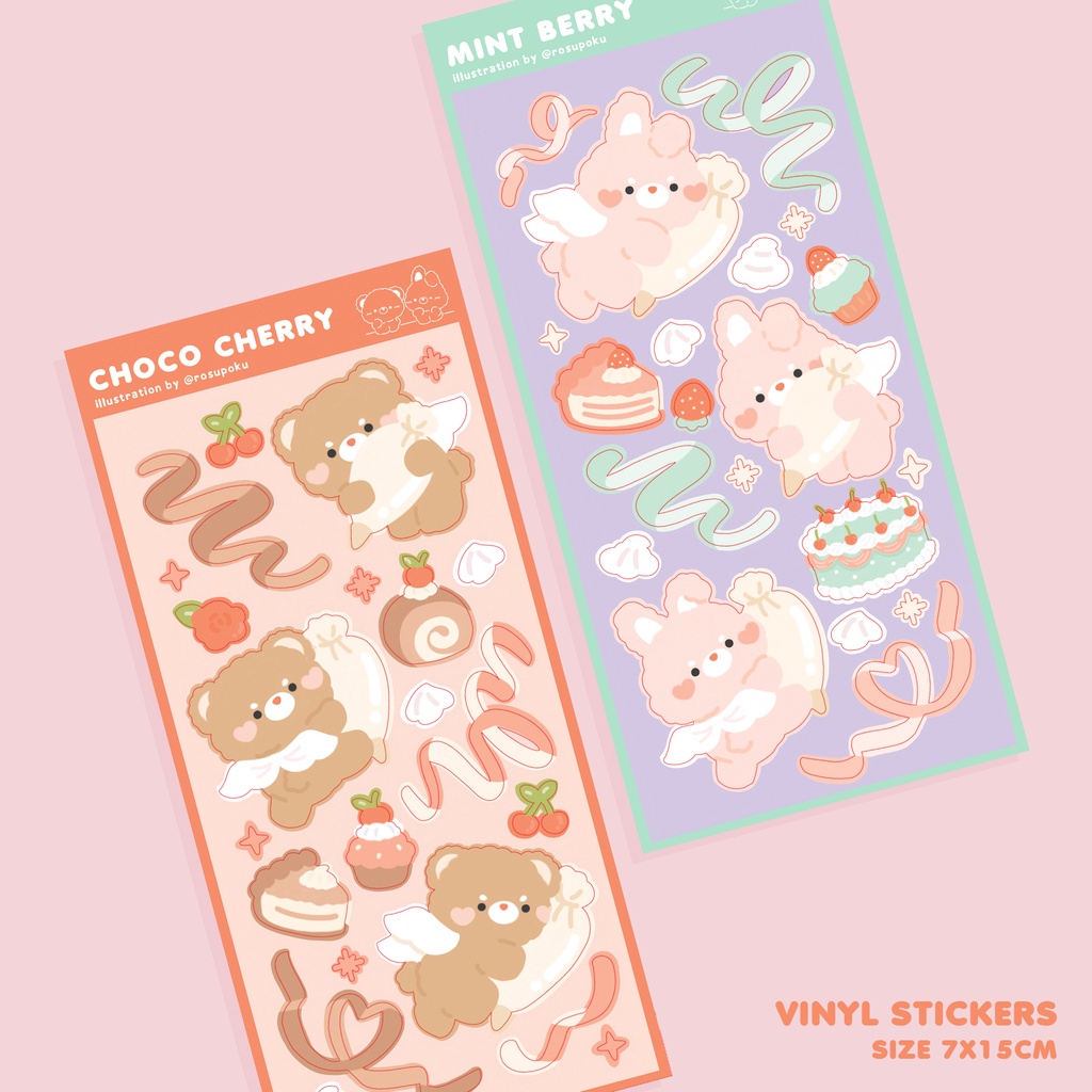 

Rosupoku Sticker Sheet - Choco Cherry & Mint Berry