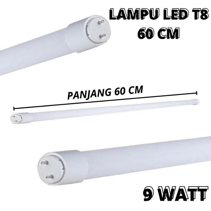 LAMPU LED T8 10W &amp; 20W DAN KAP SENG 120CM DAN 60CM PUTIH