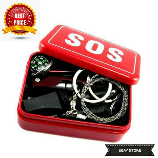 EMERGENCY SOS TOOLS SURVIVAL KIT OUTDOOR CAMPING HIKING / PERALATAN SURVIVAL  ALAT KESELAMATAN DIRI