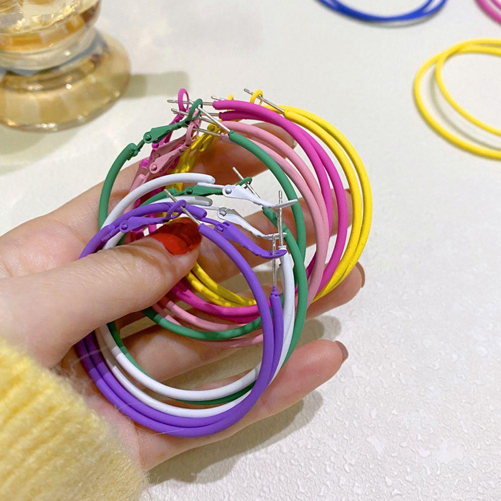 Anting Besar Bulat Nanas Perhiasan Menjuntai Hoop Gaya Korea Drop Earrings