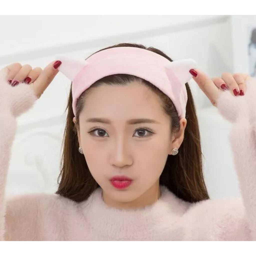 Bando Kucing Korea Bandana Hairband Cute Cat Ears 