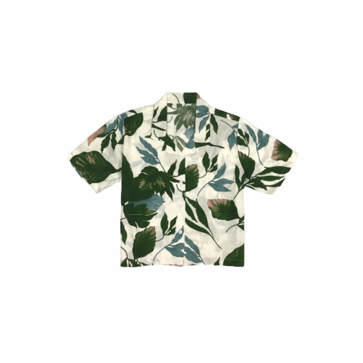 KEMEJA WANITA CROP TOP MOTIF PRINTING KATUN RAYON CROP SHIRT ORGANIK-Croptop CT Putih Abs