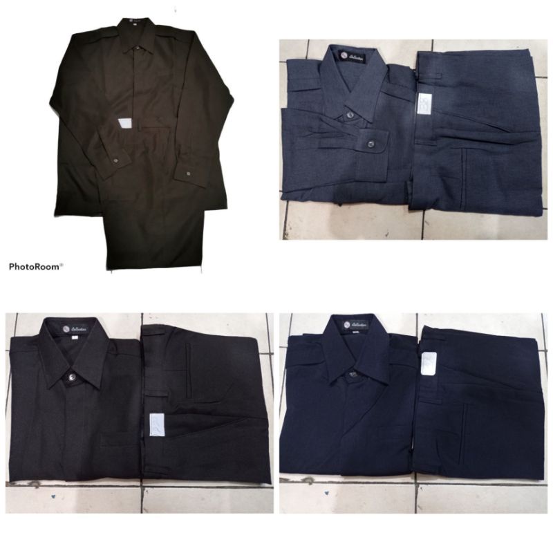 baju safari paspampres bahan (semiwoll) warna navy hitam abu-abu dan coklat
