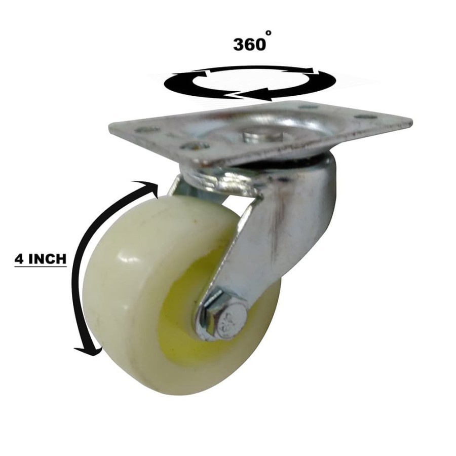 RODA NYLON PUTIH 4 INCH PUTAR 360 RODA CASTER RODA TROLLEY RODA TROLI