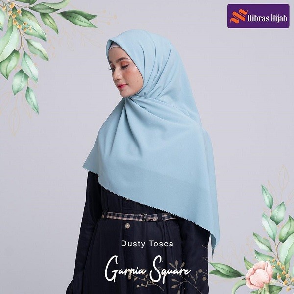 Garnia Square Nibras Hijab 17 Variasi Warna / Square Instan Jilbab Hijab Segiempat Segi Empat Polos-Dusty Tosca