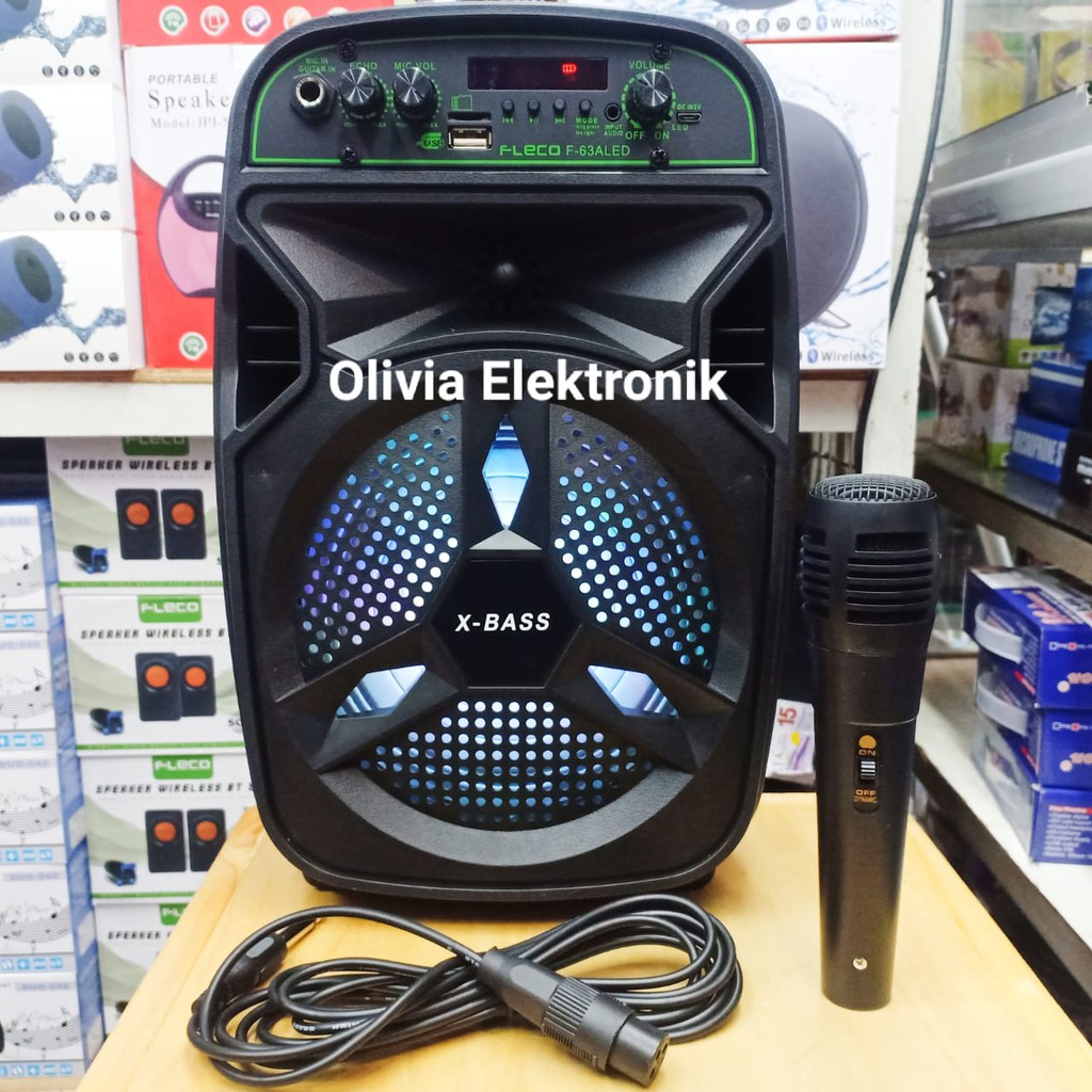 Speaker Bluetooth Portable FLECO F-63LED / F 63A LED Portable Wireless FLECO X-BASS +BONUS MIC