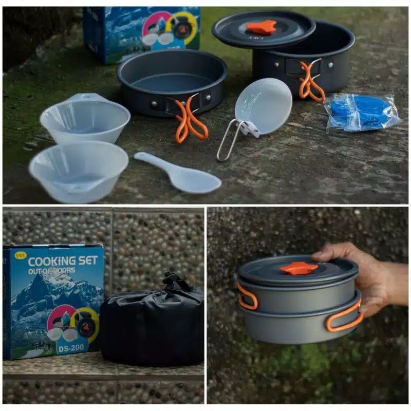 [Bisa COD] Cooking Set DS200 Nesting 1-2 Person Camping Outdor