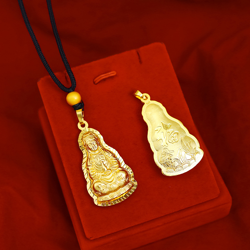Liontin Emas Asli Kadar 375 Desain Buddha Guanyin Untuk Pria Dan Wanita