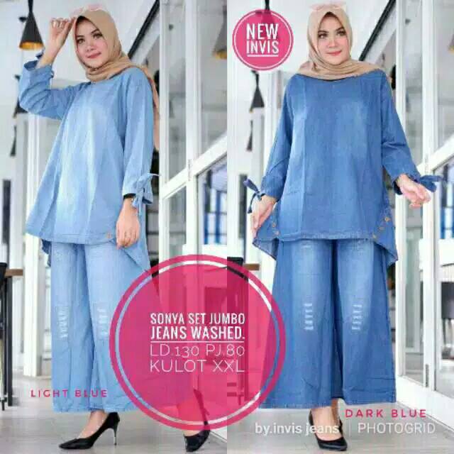 SET SONYA JUMBO ORIGINAL BAHAN JEANS WASH PREMIUM
