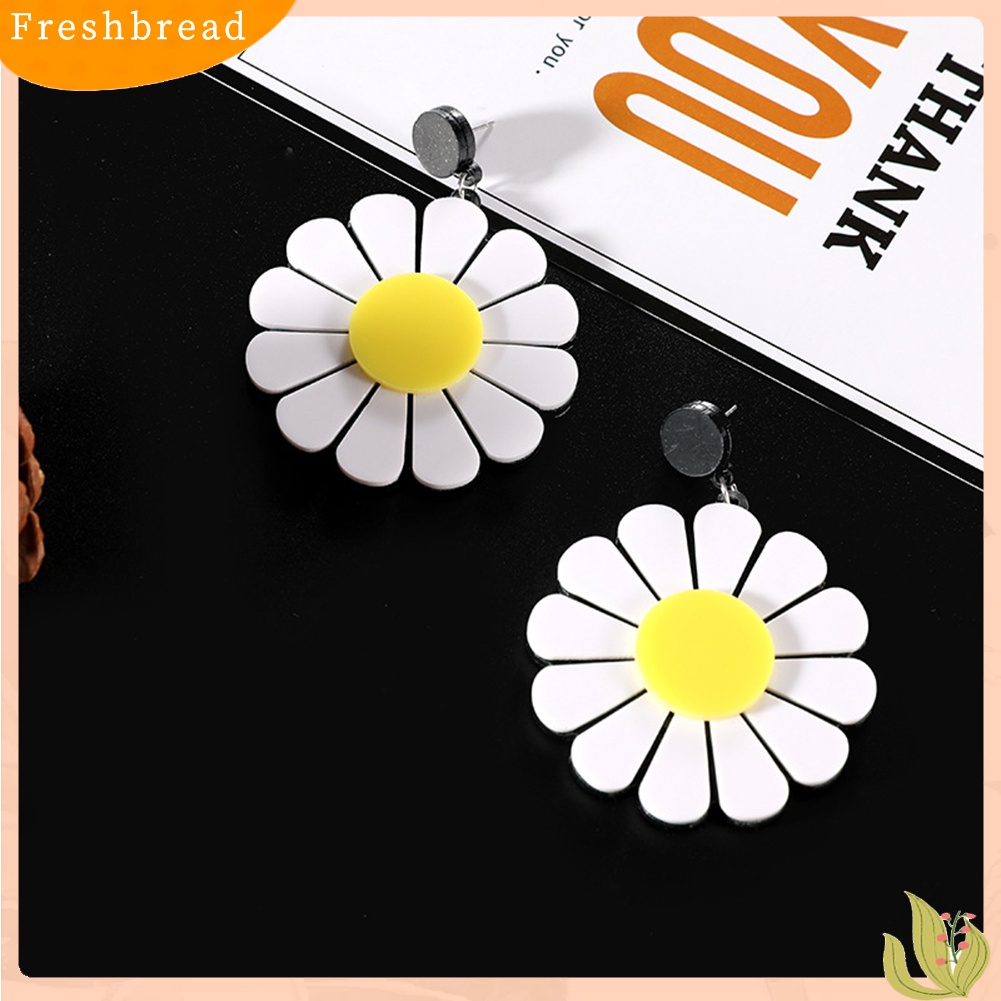 Fresh| Anting Tusuk Gantung Wanita Bahan Akrilik Desain Bunga Aster Besar Untuk Pesta