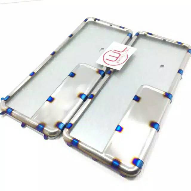 Bingkai dudukan plat no nomor nomer 2tone twotone titanium blue fino mio beat vario scoopy fu sonic