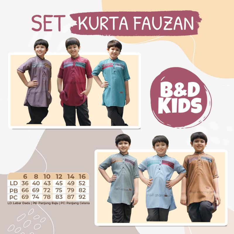 Setelan Koko Fauzan Anak &amp; Remaja Katun Madinah ||Original B&amp;D Kids 2022