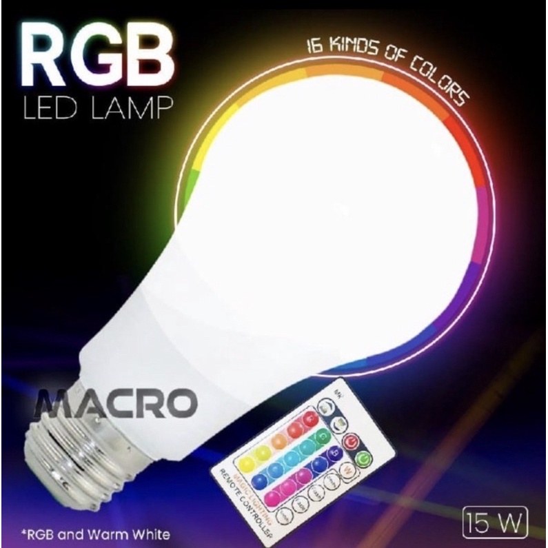 Jual Lampu Bohlam Led Rgb E27 Rgb 15w 15 Watt Rgb 16 Warna Bulb Fitting E27 Dimmable Free Remote 2128