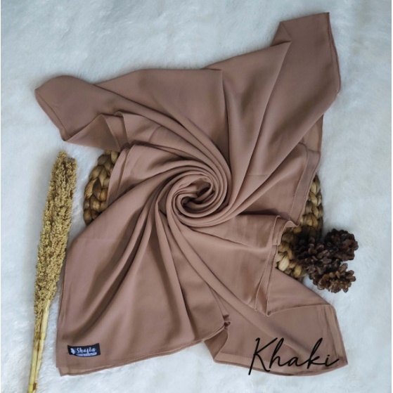 [200x75] HIJAB PASHMINA JAHIT TEPI CERUTY BABY DOLL, PASHMINA CERUTI, JILBAB PASHMINA, PASMINA-Khaki