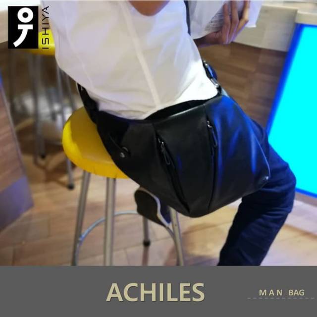 Tas Selempang Pria Import Tas Kulit Korea Style Achiles Shoulder Army Bag Messenger Tas Cowok Sling 