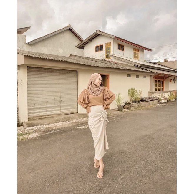 HIZA - Hanna Skirt | Korean Look | Rok Serut Casual | Rok Wanita Terlaris