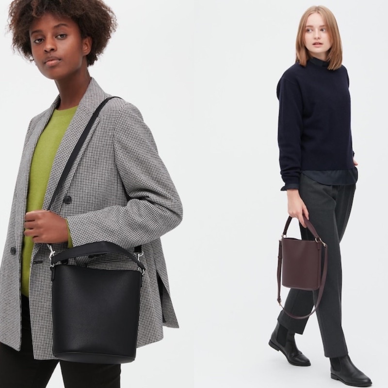 Uniqlo Tas Selempang/Sling Bag 2 Way Faux Leather Bucket Wanita