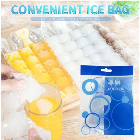 Kantong Plastik Cetakan Es Batu Sekali Pakai Isi 10pcs Ice Bag 24 Cube Beku Food Grade Kaldu Anak