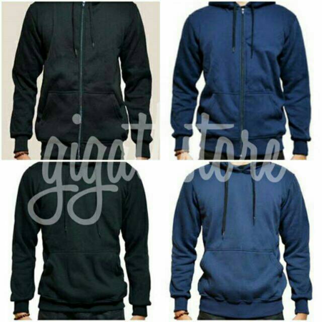 Jaket halfzipper dan hoodie polos