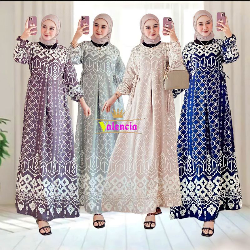 Ethnik Gamis Terbaru Maxmara Lux Ori Premium Dress Wanita Lengan Panjang Maxi Dress Kekinian LD 112 cm