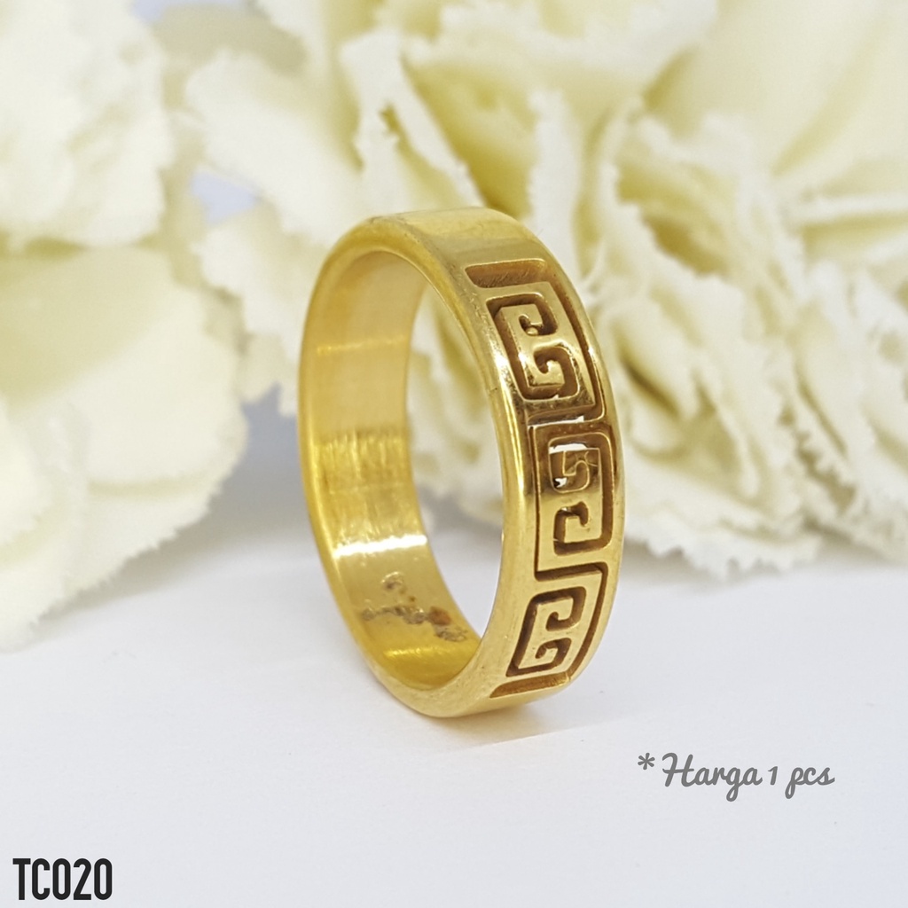 PGX Cincin Titanium Couple Hitam Aksesoris Fashion Perhiasan Anti Karat - TC020