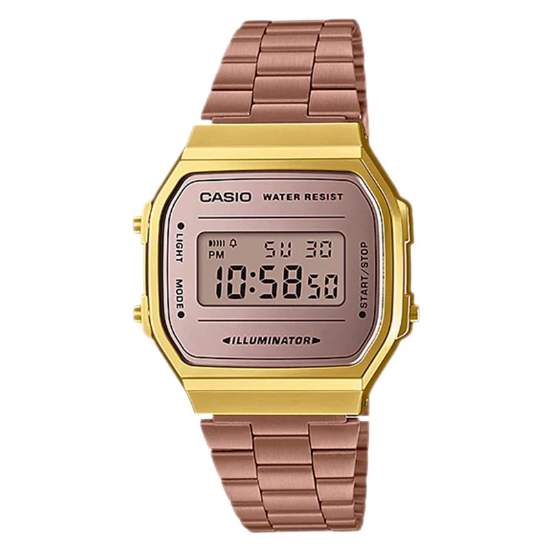 Jam Tangan Casio A168WECM-5DF Digital Dial Rose Gold Stainless Steel