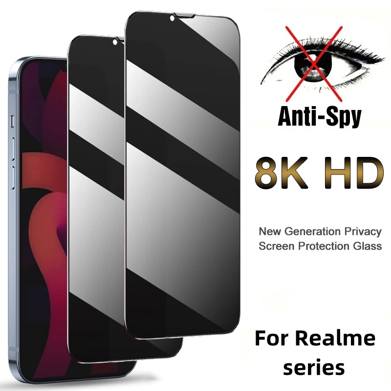 Pelindung Layar Tempered Glass HD Anti Spy Untuk Realme X Q X2 X50 V5 X7 Q2 GT V11 V15 V3 Q3 Q3 Realme GT Neo 2 GT2 Pro Q3 Q2 X50 X2 X7 Pro