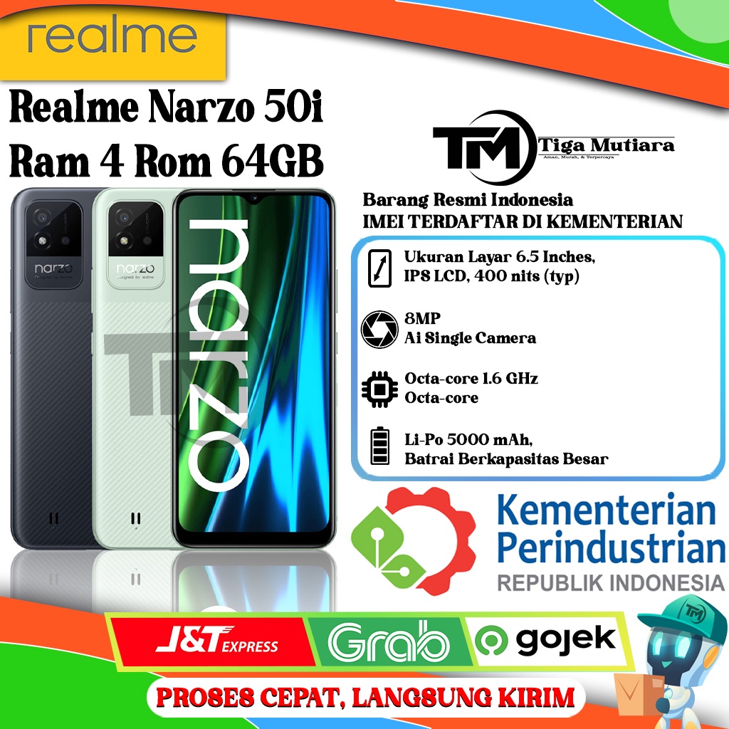 Realme Narzo 50i Ram 4 Rom 64GB