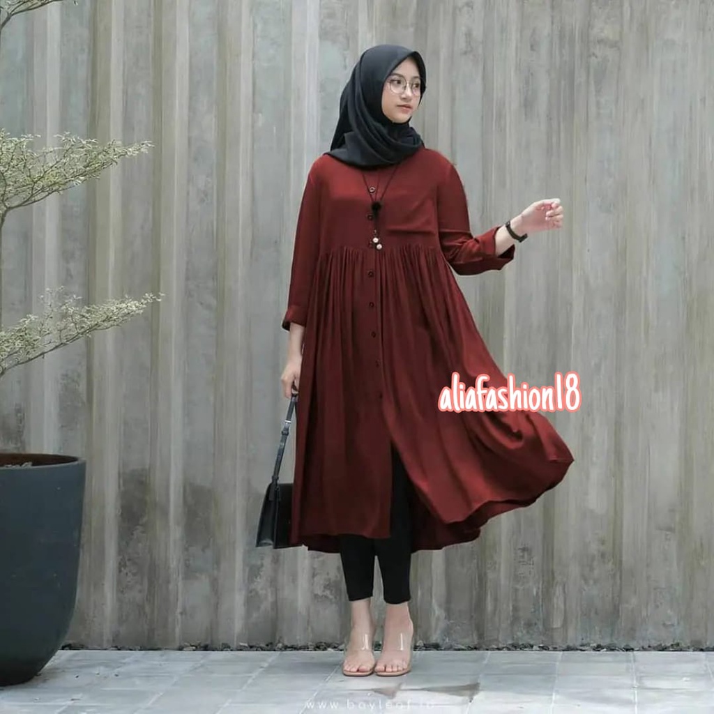 PRATIWI LONG TUNIK BAHAN KATUN SHAKILLA/TUNIK POLOS/BUSUI FRIENDLY