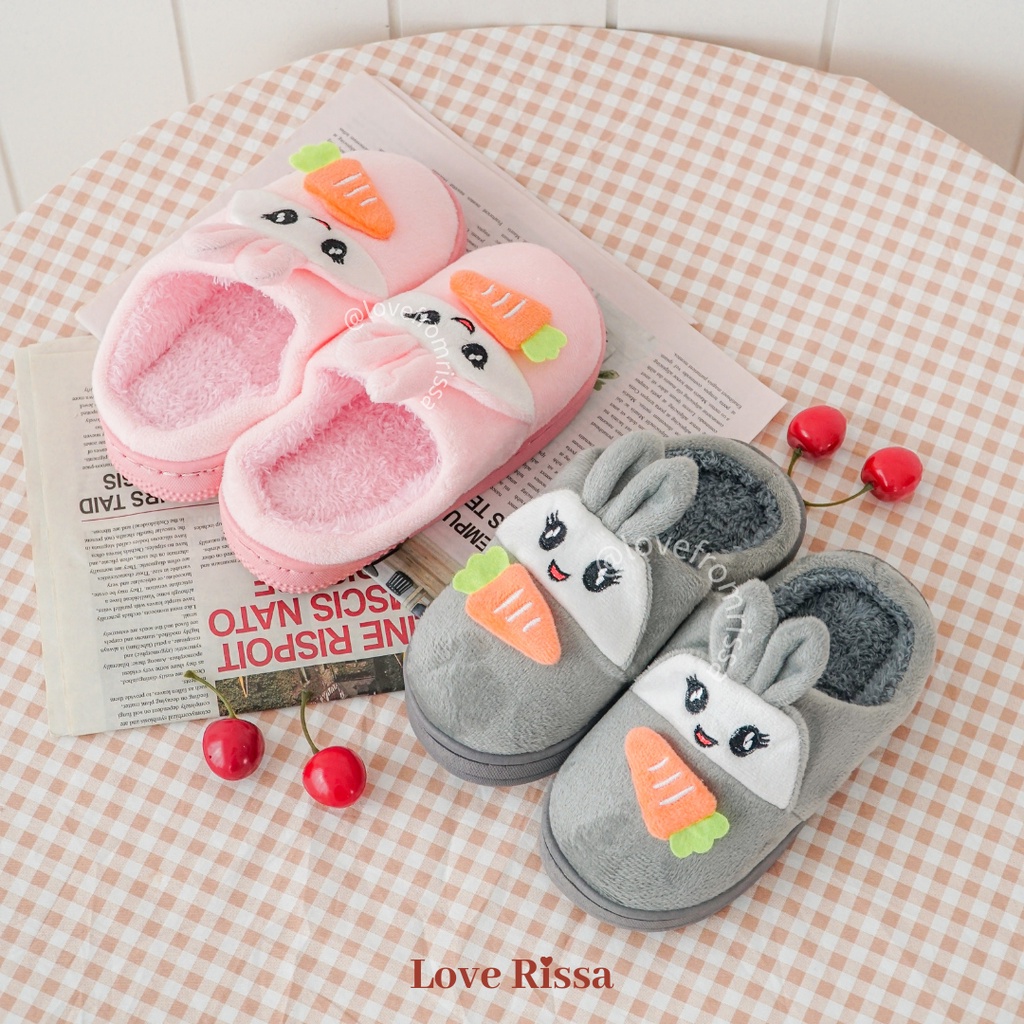 Sandal Rumah Bulu Anak BUNNY Nyaman Empuk Kids Sendal Slip Sandal Flip Flop Love Rissa