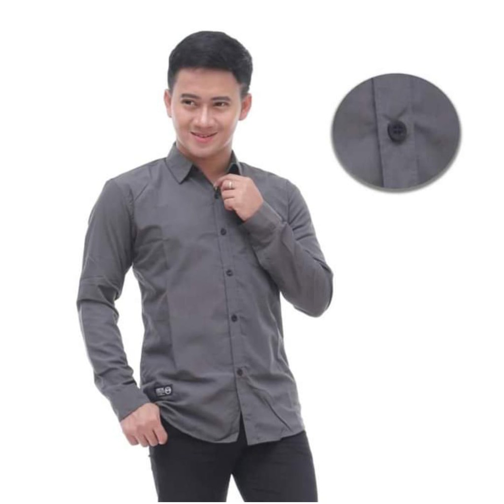 (BISA COD) KEMEJA PANJANG / HEM FORMAL / kasual Kemeja Polos Pria Slimfit Panjang Maroon Putih Hitam Navy Abu muda abu Tua Biru Softblue