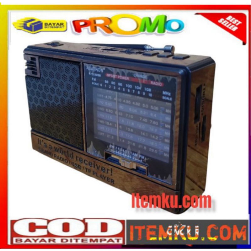 ✅ORIGINAL Radio fm 9 band FM AM SW /// RADIO ASATRON R-1112 BLUETOOTH USB MP3 CAS CHARGER
