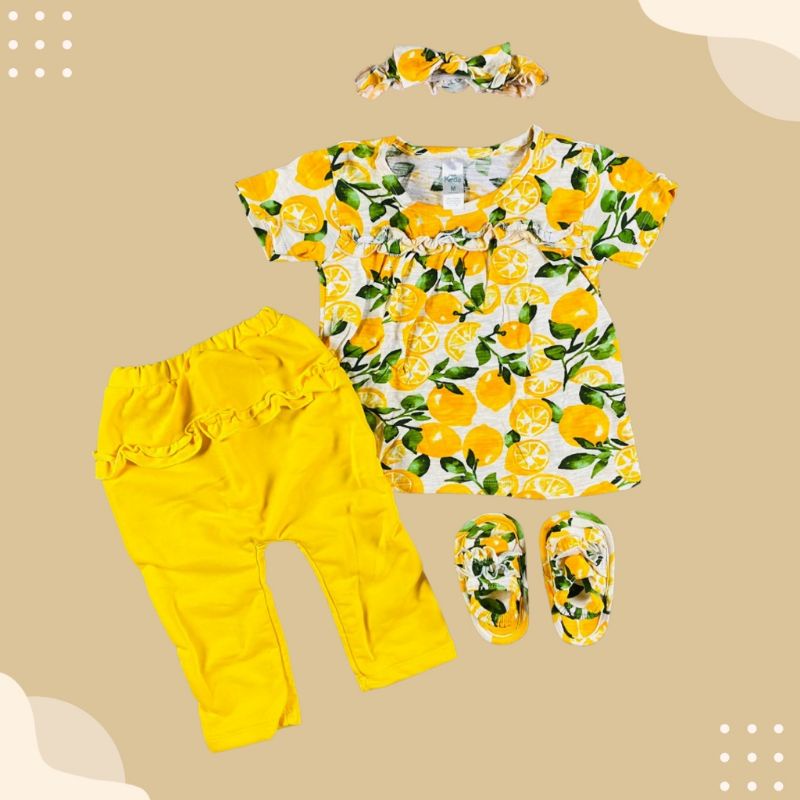 6Bln-2Tahun SETELAN BABY TRUE BY LITTLE KODA || SETELAN BABY CEWEK 4in1
