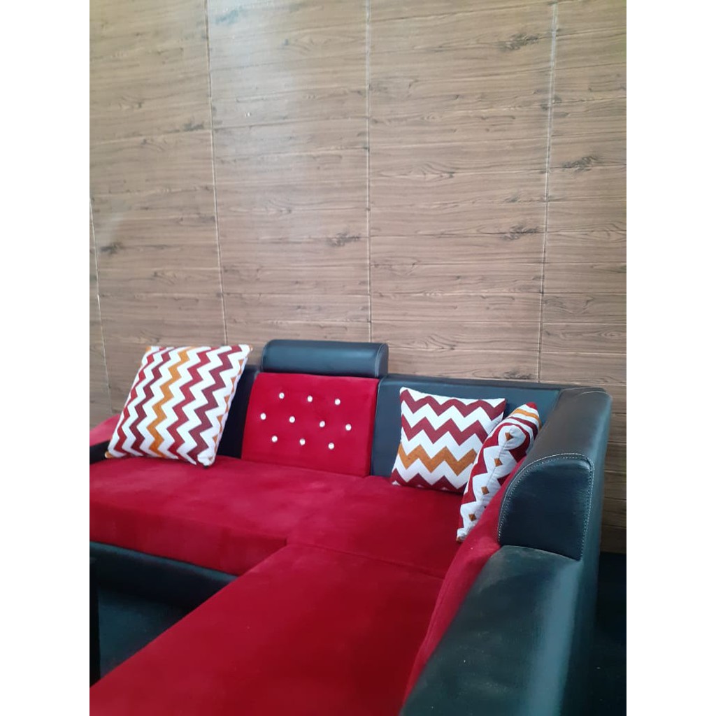 SOFA SUDUT LATER L MURAH MEWAH SOFA SELONJOR BERGARANSI TERBARU MERAH HITAM SOFA RUANG KELUARGA