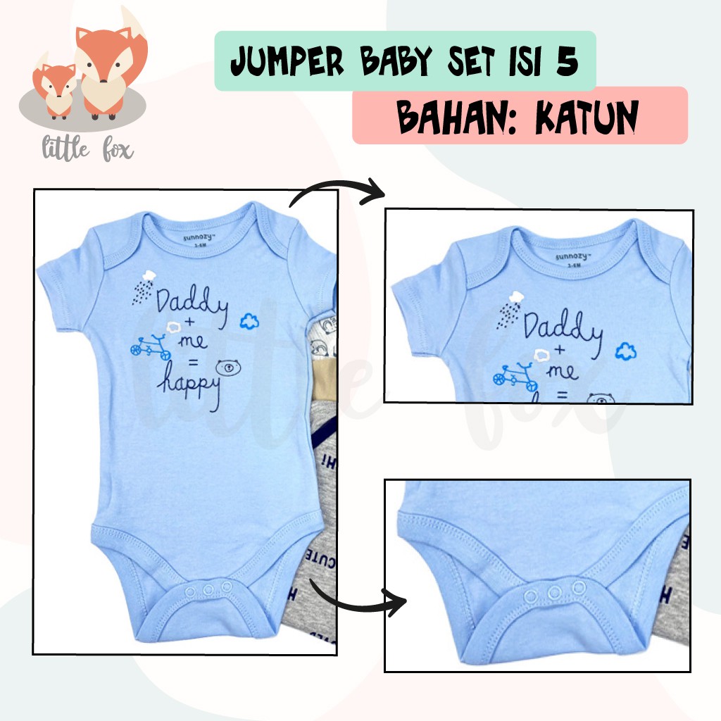 ISI 5 SET PREMIUM JUMPER SEGITIGA BAYI / BABY ISI 5 PCS KATUN 100%