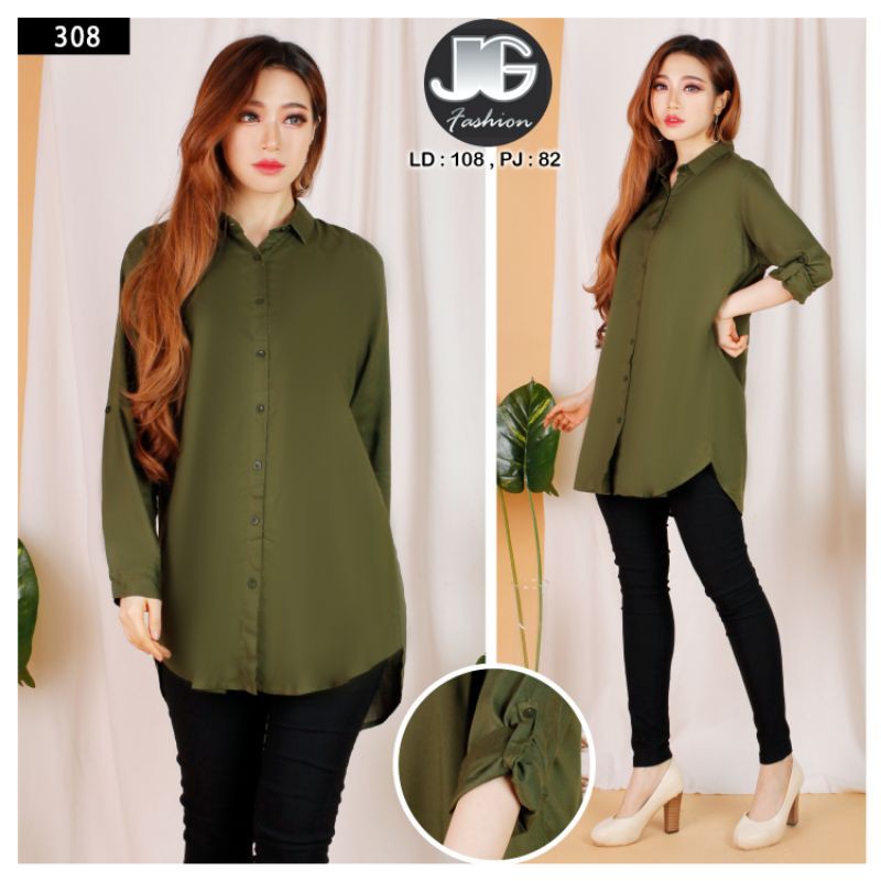kemeja wanita tunik katun rayon import 308
