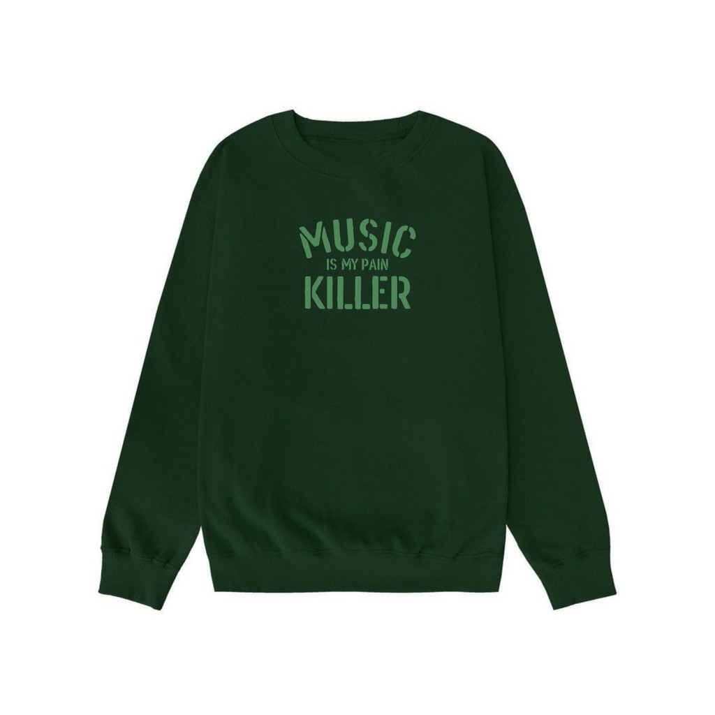 Crewneck Pria Sweater Unisex Model Army