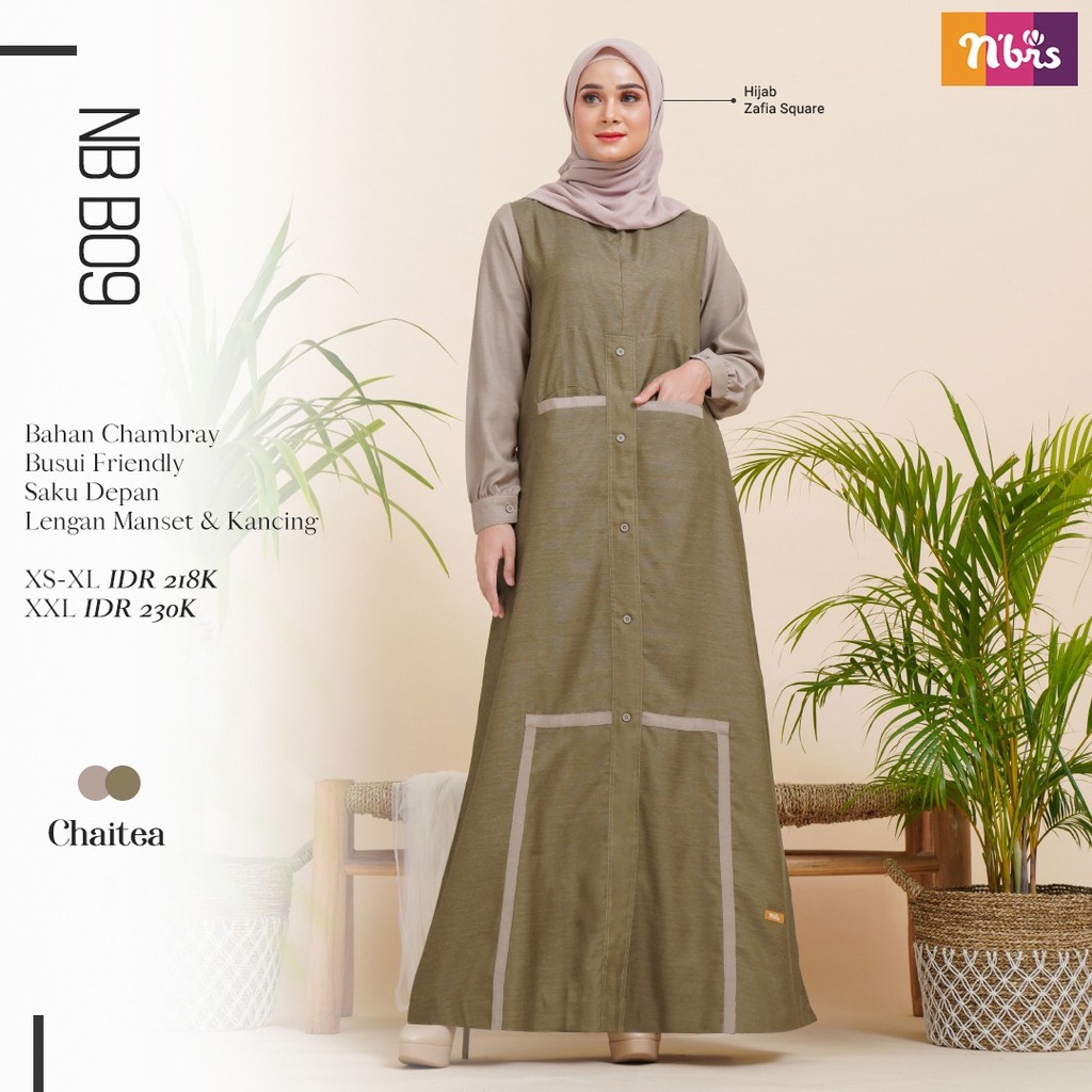 Nibras Gamis NB B09 Bahan Chambray Dress Wanita Muslimah Jubah Wanita Syari